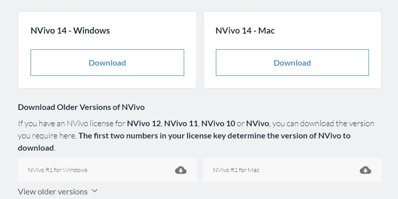 Picture showing which button to click when downloading NVivo